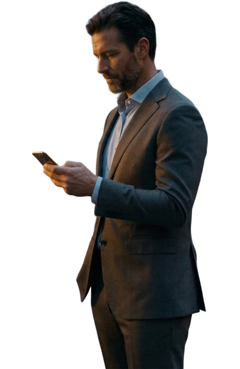 muž s mobilním telefonem